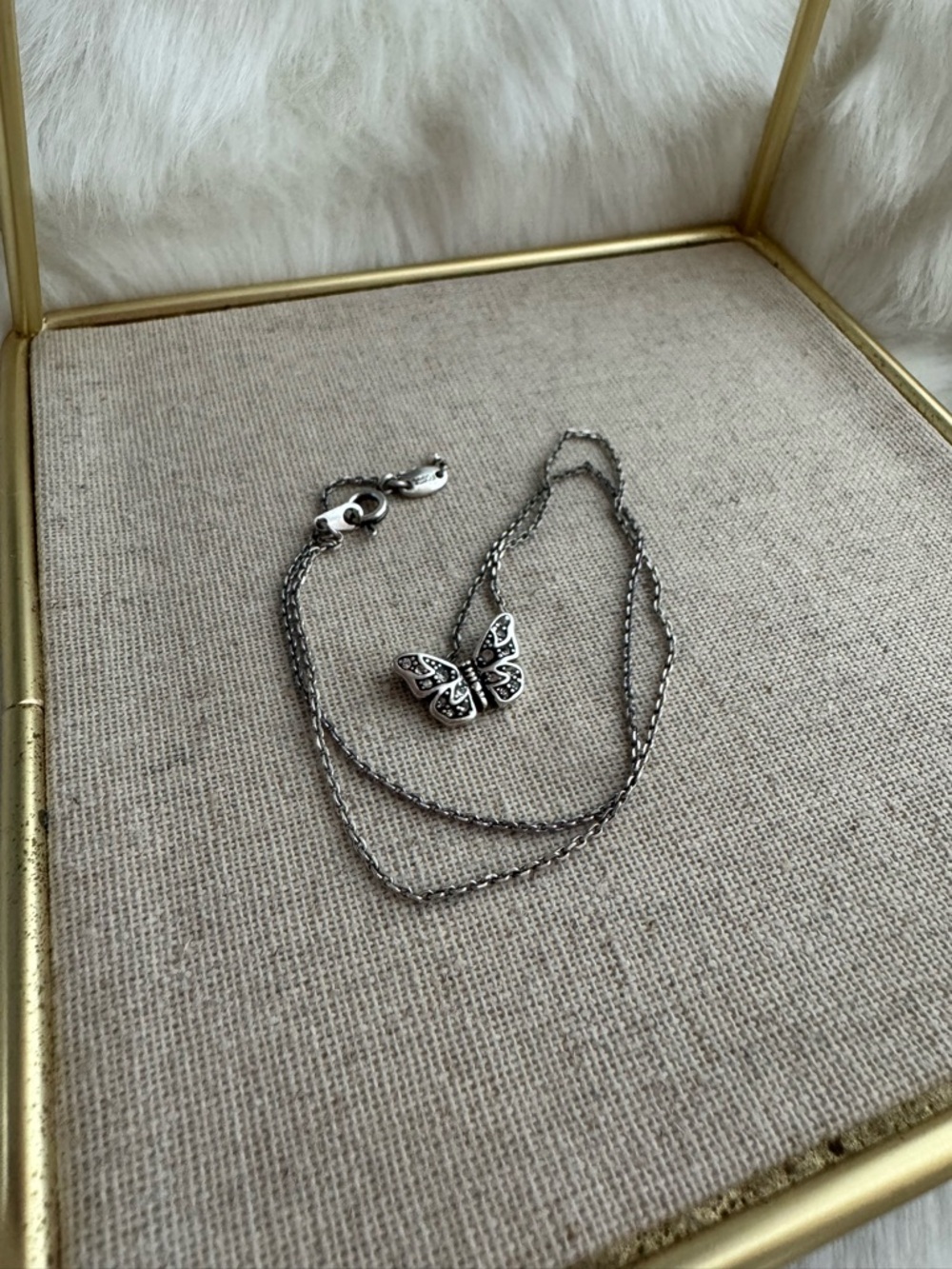 Fossil Silver Butterfly Pendant Necklace